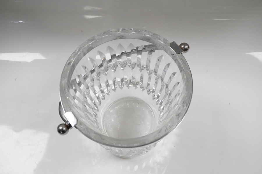 A Baccarat crystal ice bucket with chrome handle, 15cm high